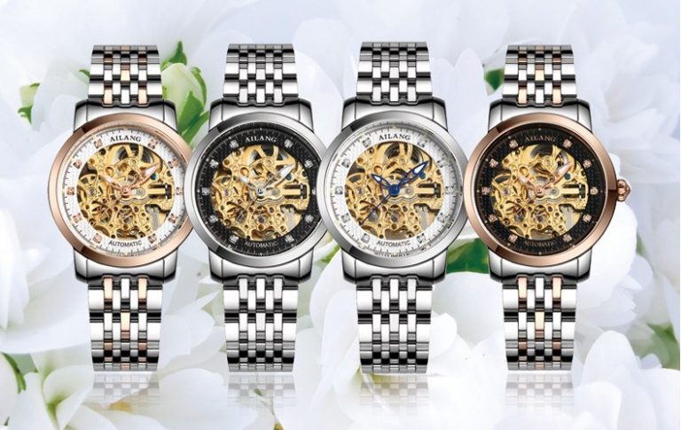 Cool Skeleton AILANG Women Sparkling Crystal Automatic Watches Business Leather Wrist watch 316L Elegant Lady Dress Relojes W027 2 Cool Skeleton AILANG Women Sparkling Crystal Automatic Watches