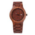 BEWELL 086B Simple Round Case light quality Date Function Mens Wooden