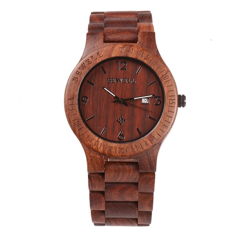 BEWELL 086B Simple Round Case light quality Date Function Mens Wooden Watch Analog Quartz Lightweight Handmade Wood Wrist Watch 2 BEWELL 086B Simple Round Case light quality Date Function Mens Wooden