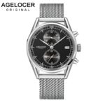 Agelcoer Date Clock Male Steel Strap Chronograph Wrist Sport Watch