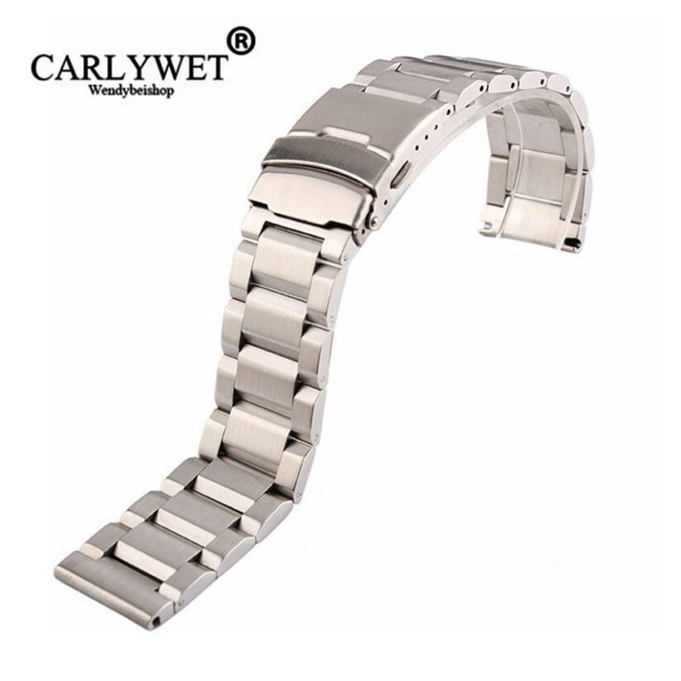 18 20 22 24mm New Man Silver Brushed Solid Stainless Steel Bracelet Watch Band Strap Belt Double Push Clasp relogio masculino 1 18 20 22 24mm New Man Silver Brushed Solid Stainless Steel Bracelet Watch Band