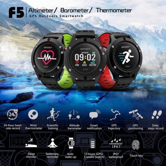Men F5 GPS Smart Watch Altimeter Thermometer Bluetooth