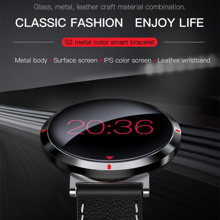MNWT New S2 Bluetooth Smart Watch Men IP67 Waterproof Leather