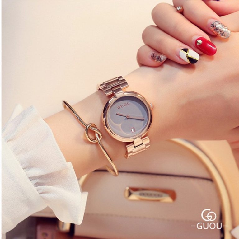 GUOU Watches Classic Vogue Wrist Watches Women Auto Date Ladies Watch Rose Gold Women's Clock bayan kol saati quartz watch saat 2 GUOU Watches Classic Vogue Wrist Watches Women Auto Date Ladies Watch