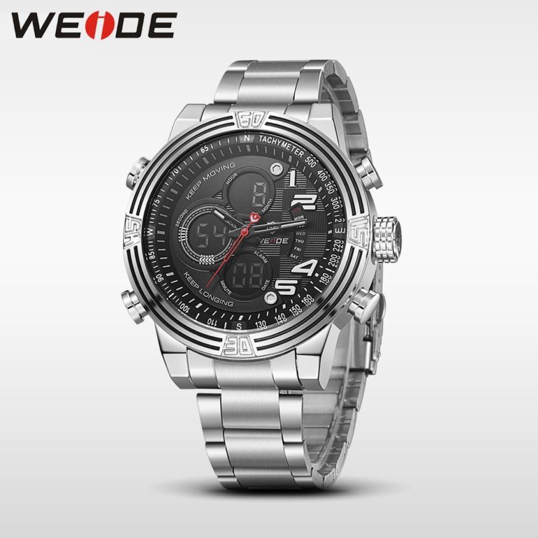Weide luxury quartz sports wrist watch fashion & casual genuine business watches stainless steel silver digital LCD clock horlog 2 Weide luxury quartz sports wrist watch fashion & casual genuine business