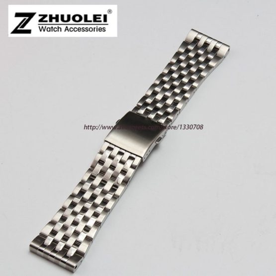 24mm 26mm 28mm 30mm Silver Stainless Steel Mens Metal Bracelet Watch Band