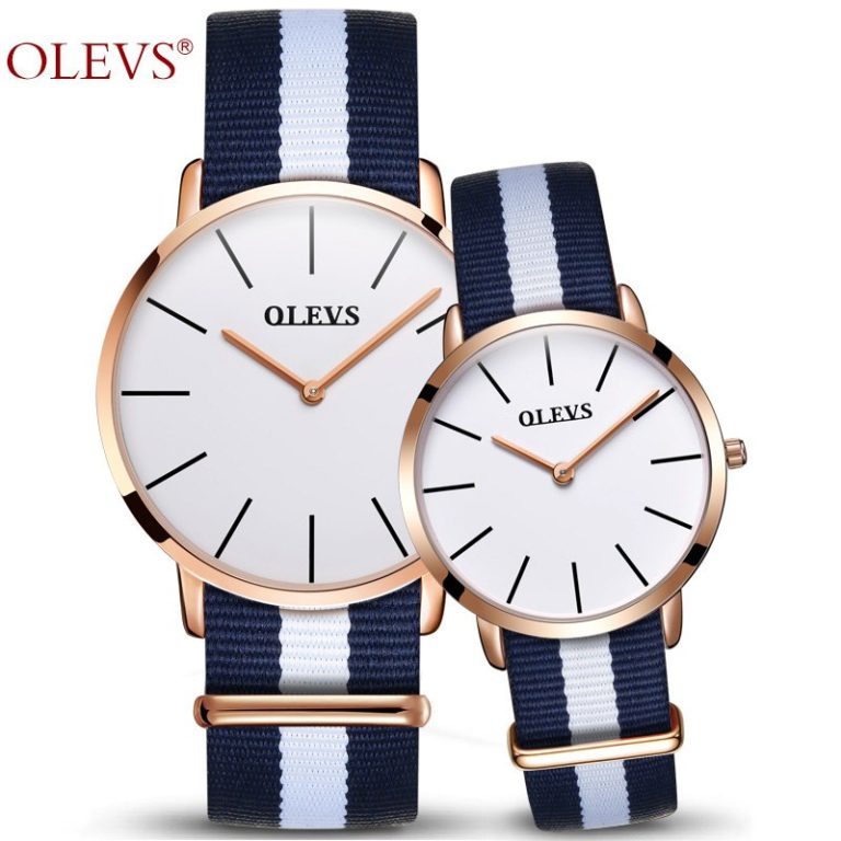 Couple Watch OLEVS Luxury Brand Watches Women and Men Wristwatch Nylon strap Hight Quality Quartz Ladies Wrist Watch For 1PCS Couple Watch OLEVS Luxury Brand Watches Women and Men Wristwatch