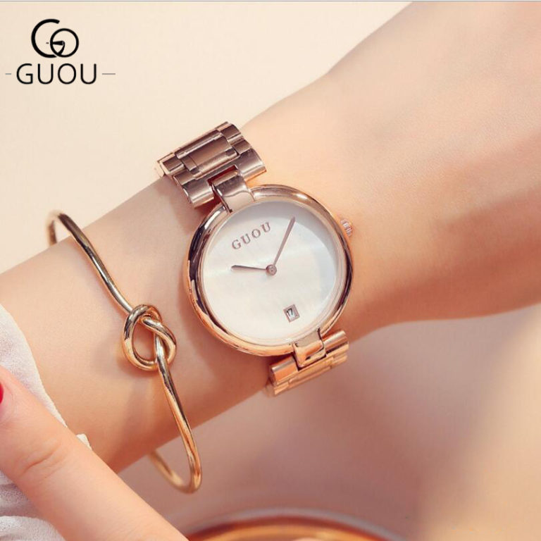 GUOU Watches Classic Vogue Wrist Watches Women Auto Date Ladies Watch Rose Gold Women's Clock bayan kol saati quartz watch saat 1 GUOU Watches Classic Vogue Wrist Watches Women Auto Date Ladies Watch