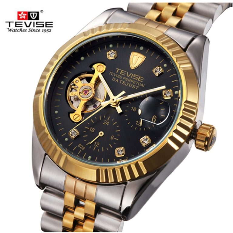 Brand TEVISE Automatic Mechanical Tourbillon Watch Men Luxury Steel Wrist Watch Man Fashion Casual Mens Wristwatch saat erkekler Brand TEVISE Automatic Mechanical Watch Men Luxury Steel Wrist Watch