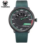 TOMORO Men's Unique Racing Car 3D Design Cow Leather Strap Luxury Fashion