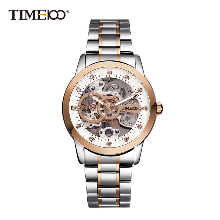 TIME100 Fashion Men's Mechanical Self-Wind Skeleton Space Watch