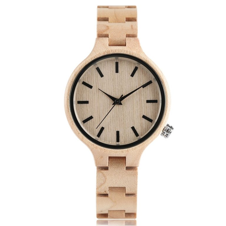 Full Wooden Watch Simple Creative Women Quartz Bracelet Dress Wrist Watch