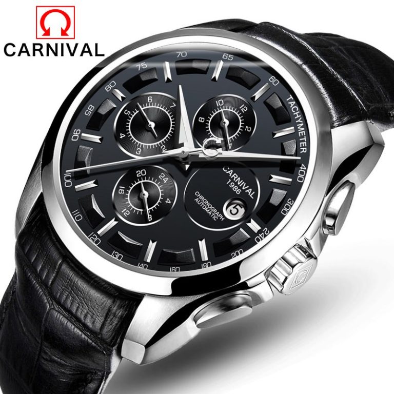 CARNIVAL Top Brand Luxury Fashion Leather Men Watch Casual Business Style