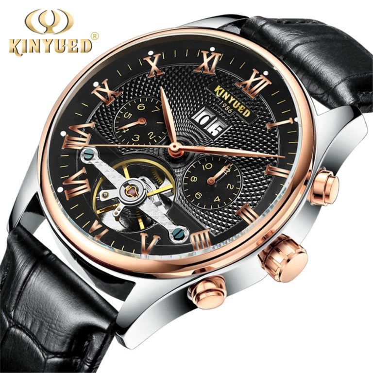 KINYUED Skeleton Tourbillon Mechanical Watch Automatic Men Classic