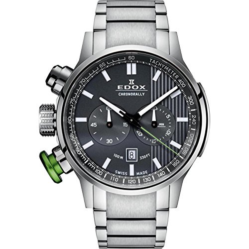 Edox Men's 10302 3MV GIN Chronorally Analog Display Swiss Quartz Silver Watch