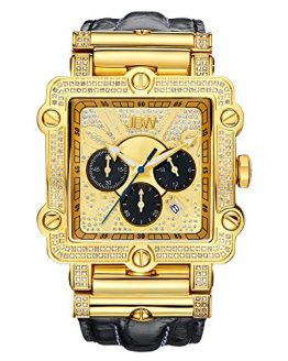 JBW Luxury Men's Phantom 2.38 ctw Diamond Wrist Watch with Leather Bracelet