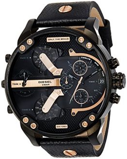 Diesel Men's DZ7350 Mr Daddy 2.0 Black Ip Black Leather Watch
