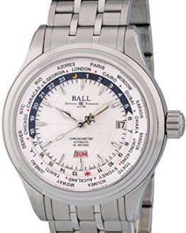 Ball Trainmaster Worldtime Automatic Stainless Steel Mens Watch Silver Dial Calendar GM2020D-SCJ-WH