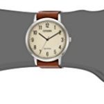 Citizen Men's 'Eco-Drive' Quartz Stainless Steel and Leather Casual Watch, Color: Brown