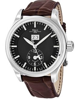 Ball Trainmaster First Flight Limited Edition Black Face Date Swiss Automatic Black Leather Mens Watch GM1056D-L2FJ-BK