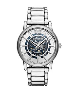 Emporio Armani Men's Dress Japanese-Automatic Watch with Stainless-Steel Strap, Silver, 22 (Model: AR60006)