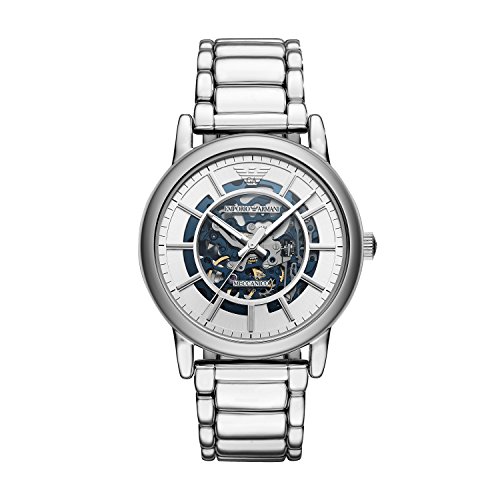 Emporio Armani Men's Dress Japanese-Automatic Watch with Stainless-Steel Strap, Silver, 22 (Model: AR60006)