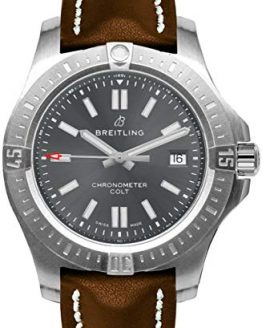 Breitling Chronomat Colt Automatic 41 Steel Men's Watch on Brown Leather Strap A17313101F1X2