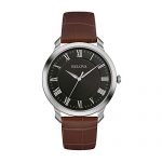 Bulova Men's Quartz Stainless Steel and Brown Leather Dress Watch (Model: 96A184)