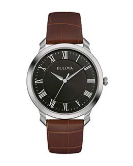 Bulova Men's Quartz Stainless Steel and Brown Leather Dress Watch (Model: 96A184)