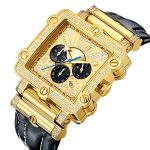 JBW Luxury Men's Phantom 2.38 ctw Diamond Wrist Watch with Leather Bracelet