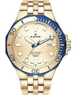 Edox Men's Delfin The Original 43mm Gold-Tone Metal Bracelet Steel Case Quartz Watch 53015 357JBUM DI