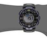Casio Men's Pathfinder Solar Powered Sport Watch with Black Leather and Blue Cloth Band