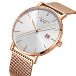 Burei Men's Automatic Watch Minimalist Fashion Luxury Sapphire Lens Simulated Date (Rose Gold)