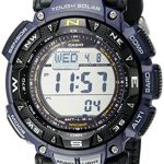 Casio Men's Pathfinder PAG240B-2CR Solar Powered Sport Watch with Black Leather and Blue Cloth Band