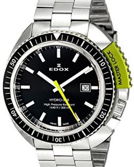 Edox Men's 53200 3NVM NIN Hydro Sub Analog Display Swiss Quartz Silver Watch