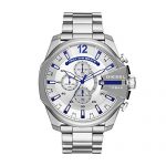 Diesel Men's Mega Chief Quartz Watch with Stainless-Steel Strap, Silver, 12 (Model: DZ4477)
