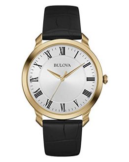 Bulova Men's 97A123 Stainless Steel Dress Watch With Black Leather Band