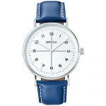 BREDA Men's 'Belmont' 1646c Round Fashion Analog Display Quartz with Blue Leather Strap Wrist Watch, 41mm