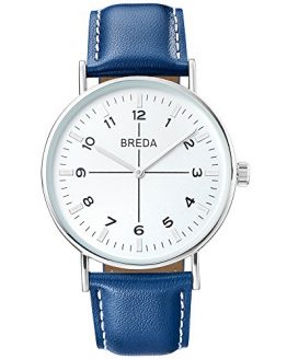 BREDA Men's 'Belmont' 1646c Round Fashion Analog Display Quartz with Blue Leather Strap Wrist Watch, 41mm