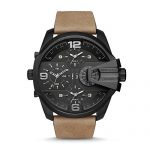 Diesel Men's DZ7390 Uber Chief Black Ip Brown Leather Watch