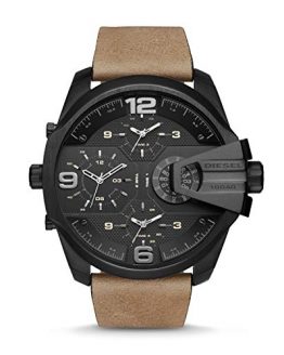 Diesel Men's DZ7390 Uber Chief Black Ip Brown Leather Watch