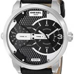 Diesel Men's DZ7307 Mini Daddy Stainless Steel Black Leather Watch