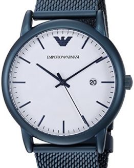 Emporio Armani Men's Luigi Analog-Quartz Watch with Stainless-Steel-Plated Strap, Blue, 22 (Model: AR11025)