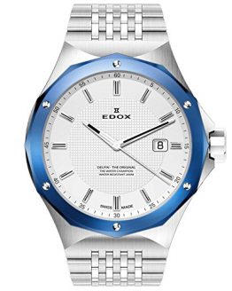 Edox Men's 53005 3BUM AIN Delfin Analog Display Swiss Quartz Silver Watch