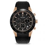 Vincero Luxury Men's Rogue Wrist Watch - Silicone Watch Band - 43mm Chronograph Watch - Japanese Quartz Movement (Black + Rose Gold)