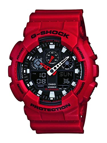 Casio Men's XL Series G-Shock Quartz 200M WR Shock Resistant Resin Color: Red (Model GA-100B-4ACR)