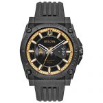 Bulova Mens Black Silicone Strap 47mm Watch 98B294 (Renewed)