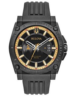 Bulova Mens Black Silicone Strap 47mm Watch 98B294 (Renewed)
