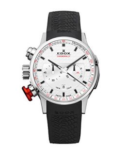 Edox Men's 10302 3 AIN Chronorally Analog Display Swiss Quartz Black Watch