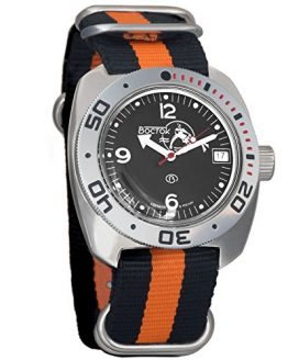 Vostok Amphibian Scuba Dude Mechanical Wrist Watch Blue and Black Dials (710634, Black+Orange)
